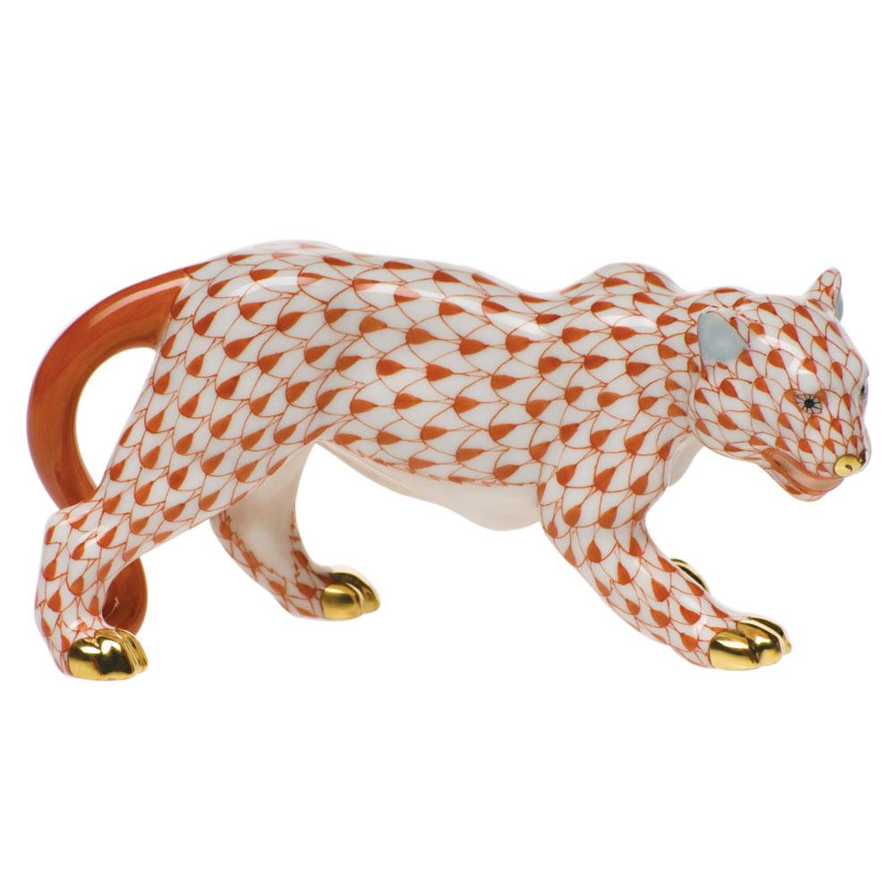 Exquisite Hand - painted Small Herend Tiger Porcelain Figurine