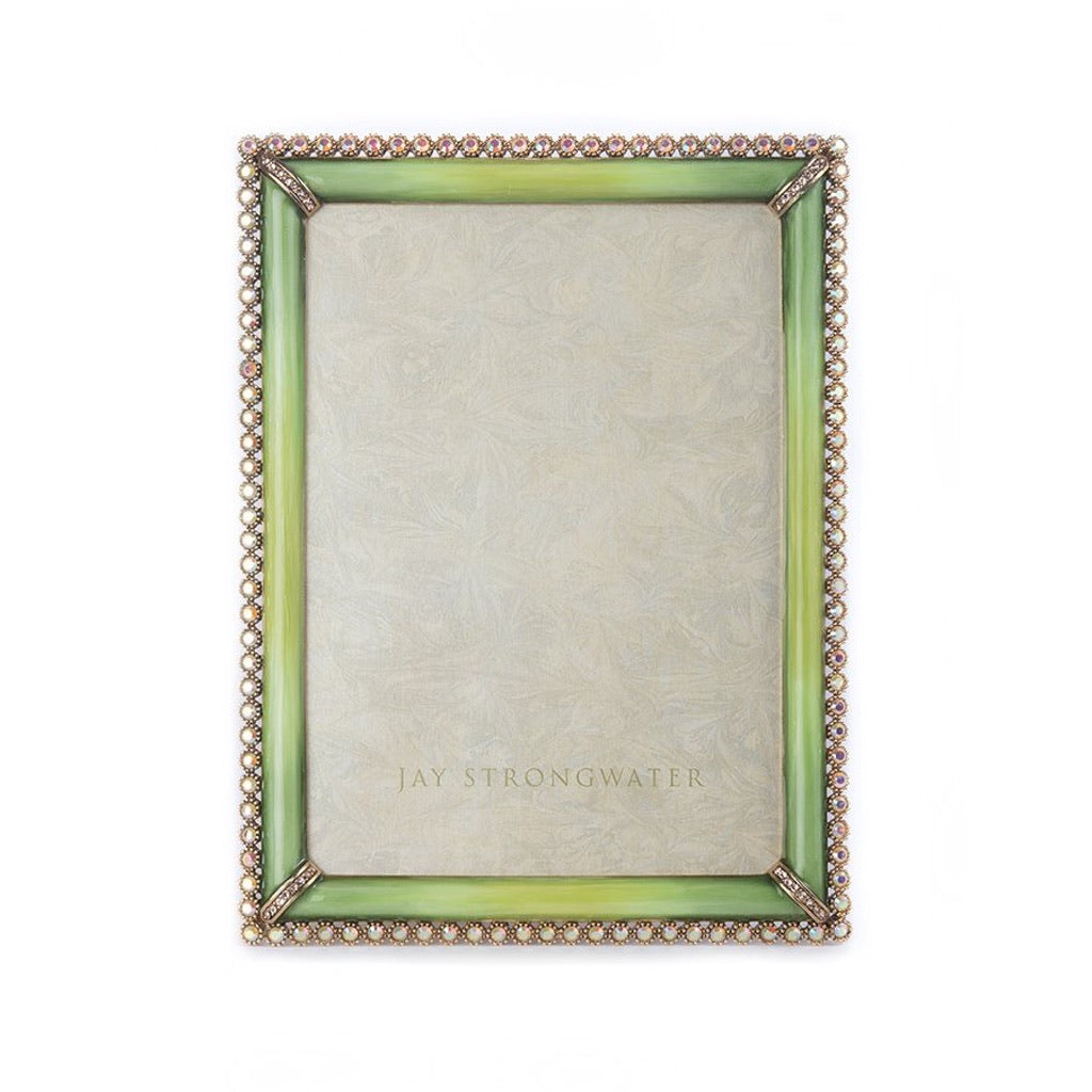 Jay Strongwater Lucas Picture Frame - 5 x 7 Size with Apple Green Ombre Design and 14K Gold Finish