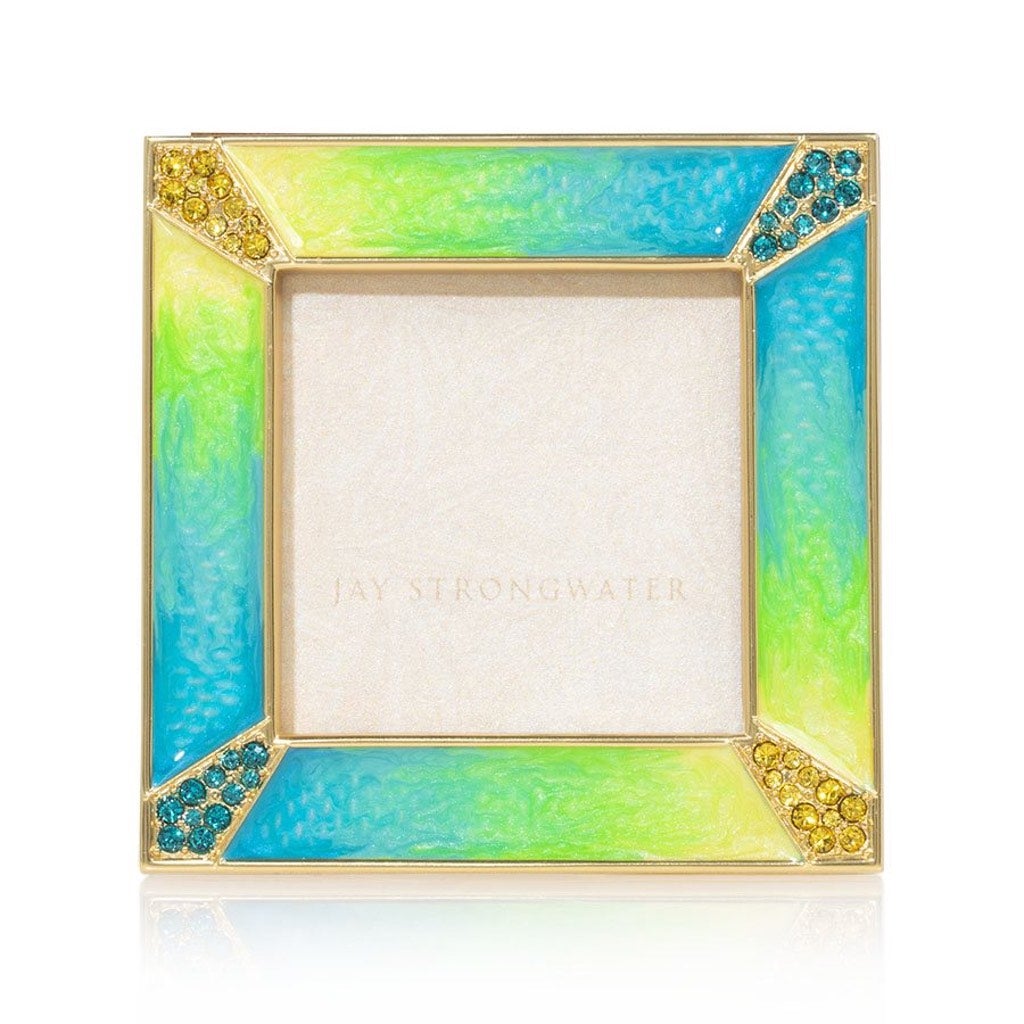 Jay Strongwater 2 - Square Electric Green Leland Pave - Corner Frame