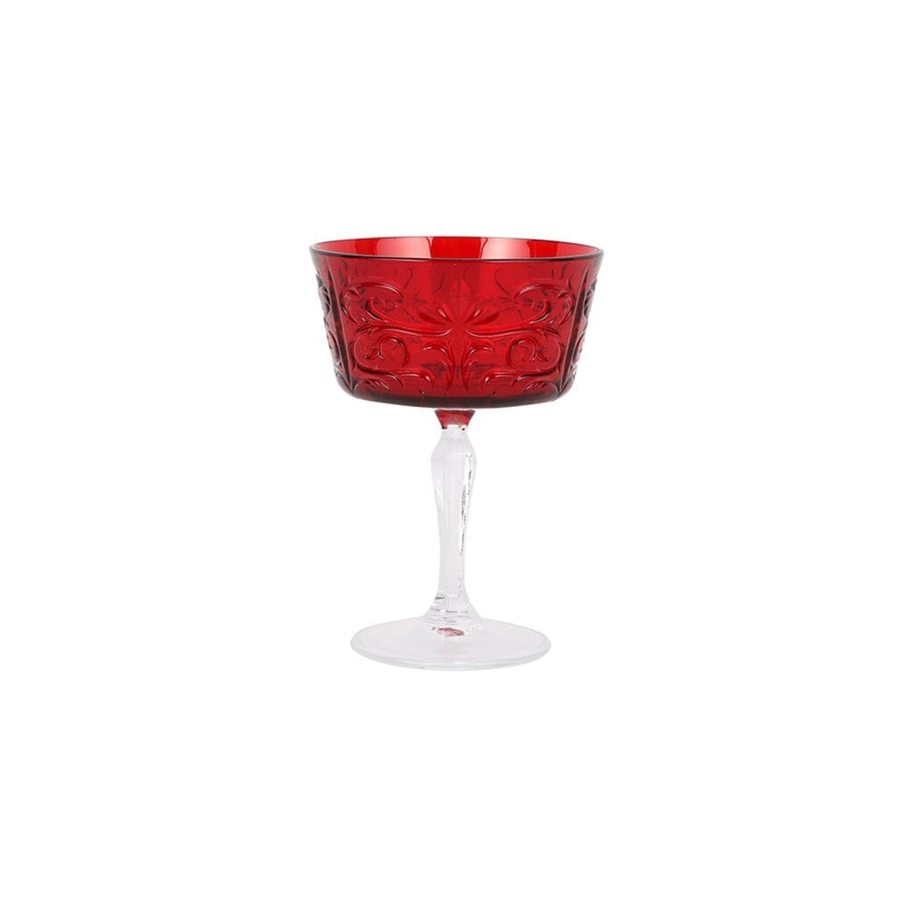 Vietri Baroque-style Coupe Champagne Drinking Glass with Artful Etchings