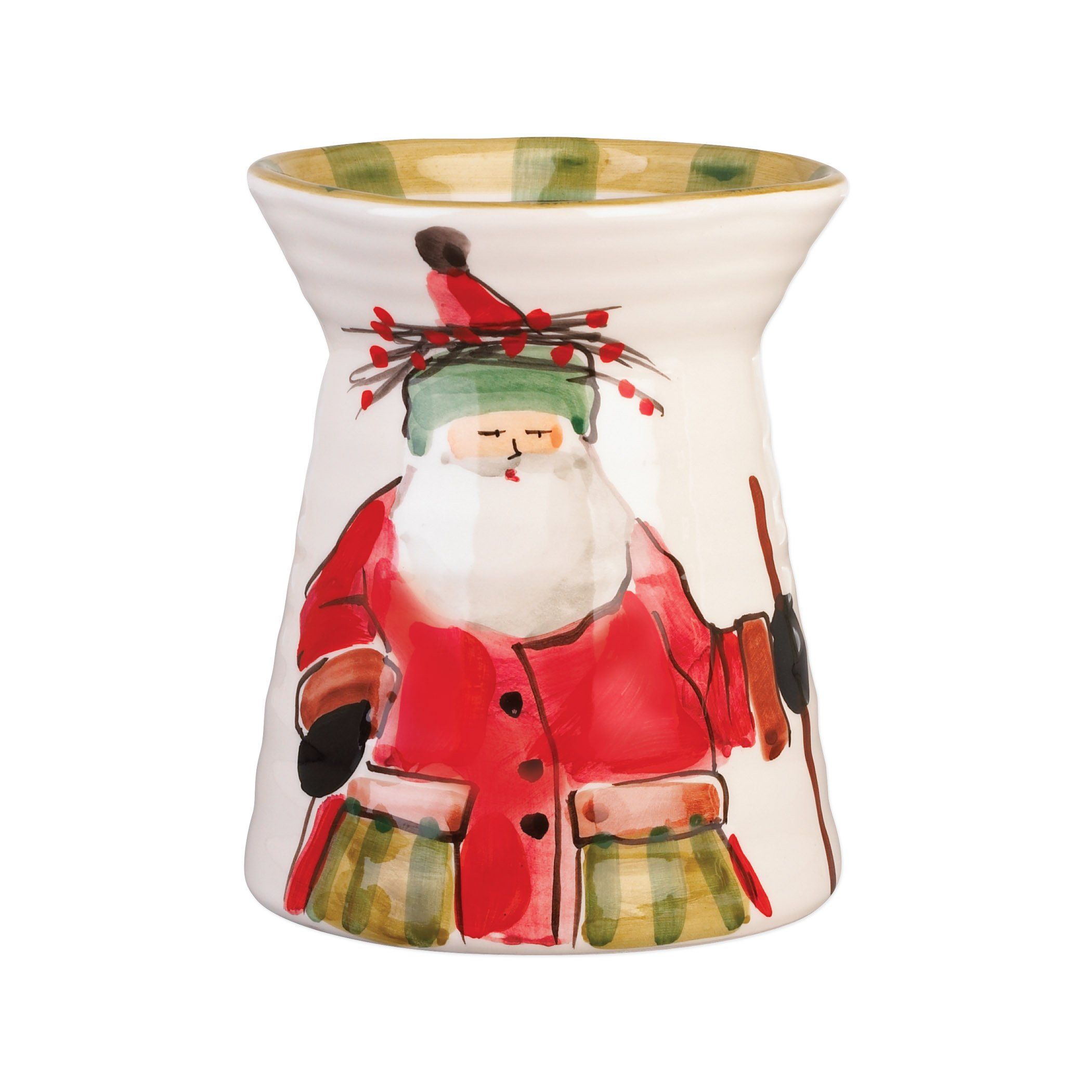 Vietri Utensil Holder Featuring Old St. Nick Design