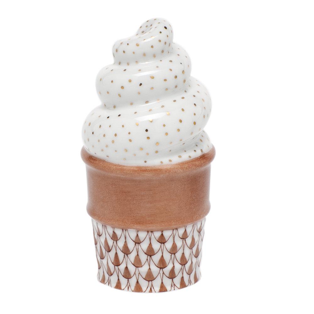 Exquisite Hand - painted Herend Porcelain Ice Cream Cone Figurine