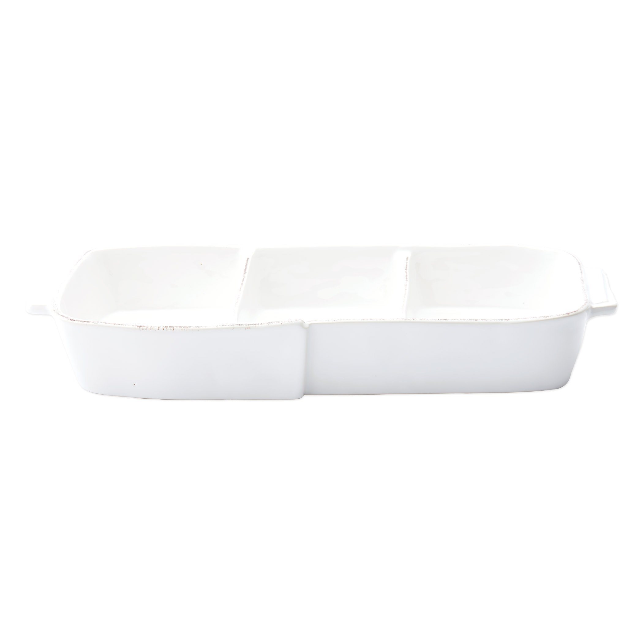 White Small Three - Part Vietri Lastra Server: Handcrafted Italian Stoneware