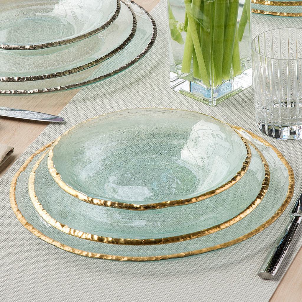 Handmade Annieglass 12-Inch Edgey Charger Plate with Precious Metal Trim