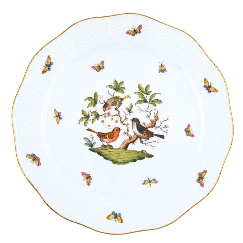 Exquisite Herend Rothschild Bird Hand - painted Round Porcelain Platter with 24K Gold