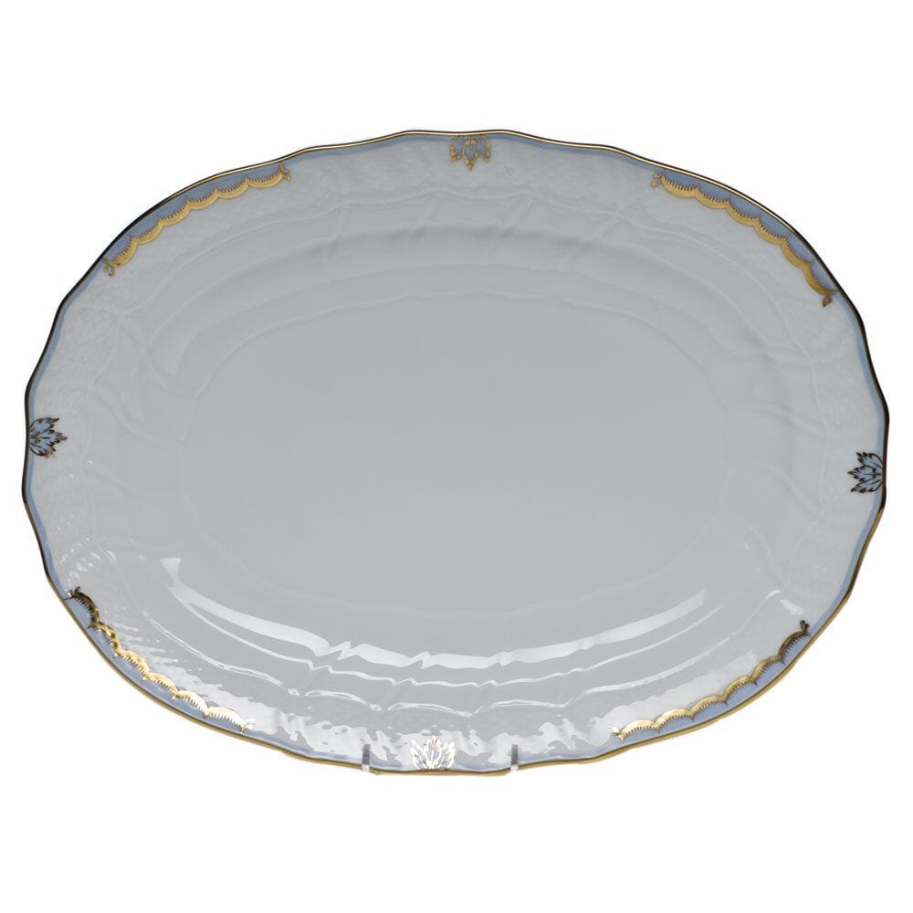 Exquisite Herend Princess Victoria Hand - painted Porcelain Platter with 24K Gold Accents