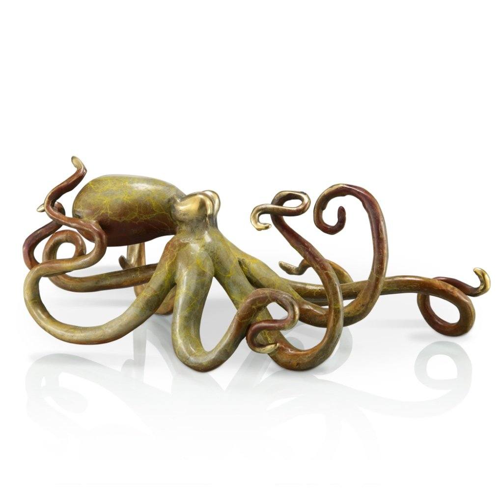 Tan-Colored Handmade Brass Octopus Sculpture for Home or Boat Decor from SPI Gallery
