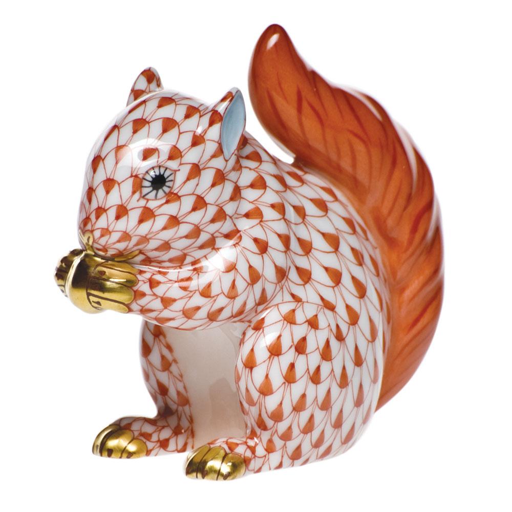 Handmade Herend Porcelain Baby Squirrel Figurine for Collectors