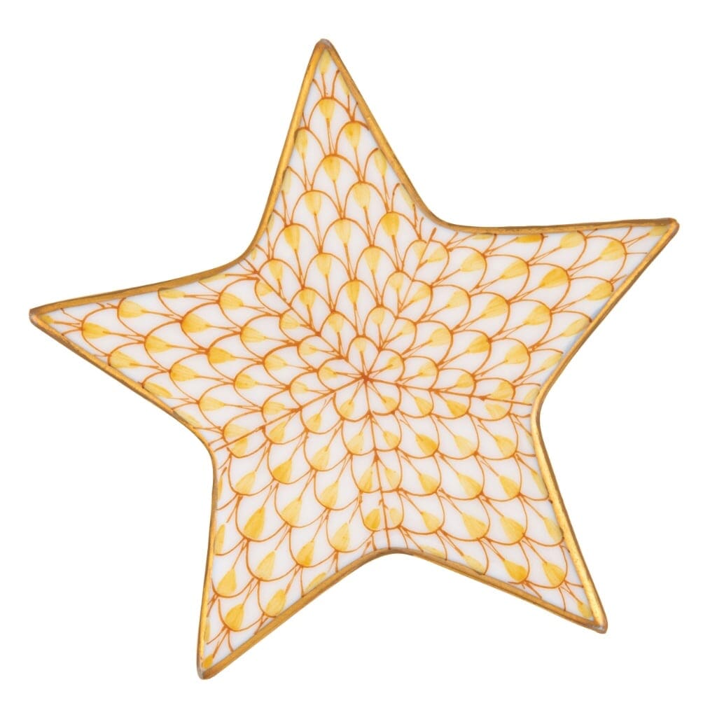 Exquisite Handmade Herend Star Figurine in 9 Vibrant Colors Trimmed with 24kt Gold