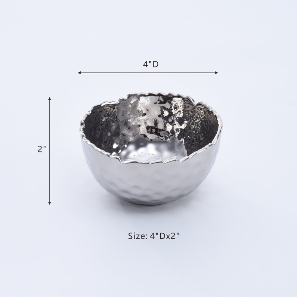 Pampa Bay High - Quality Millennium Snack Bowl Crafted from High - Fired Porcelain with Titanium Finish