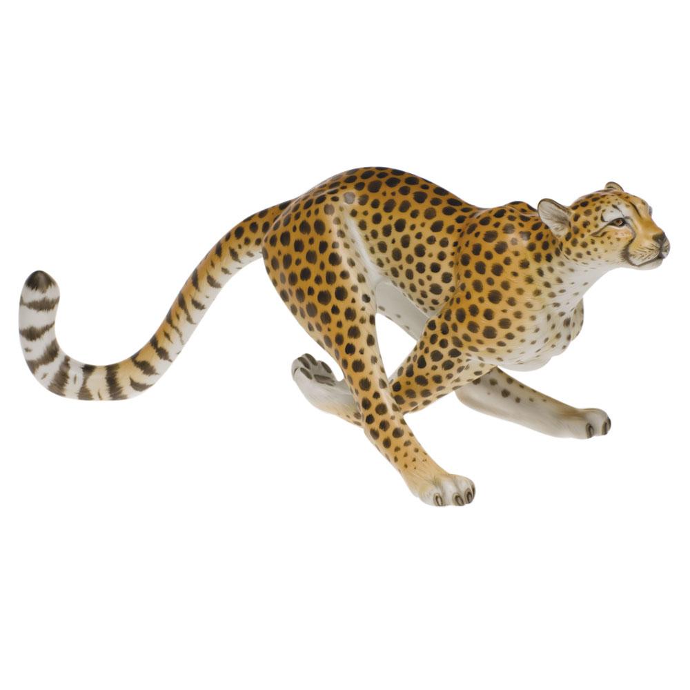 Exquisite Hand - painted Herend Cheetah Porcelain Figurine