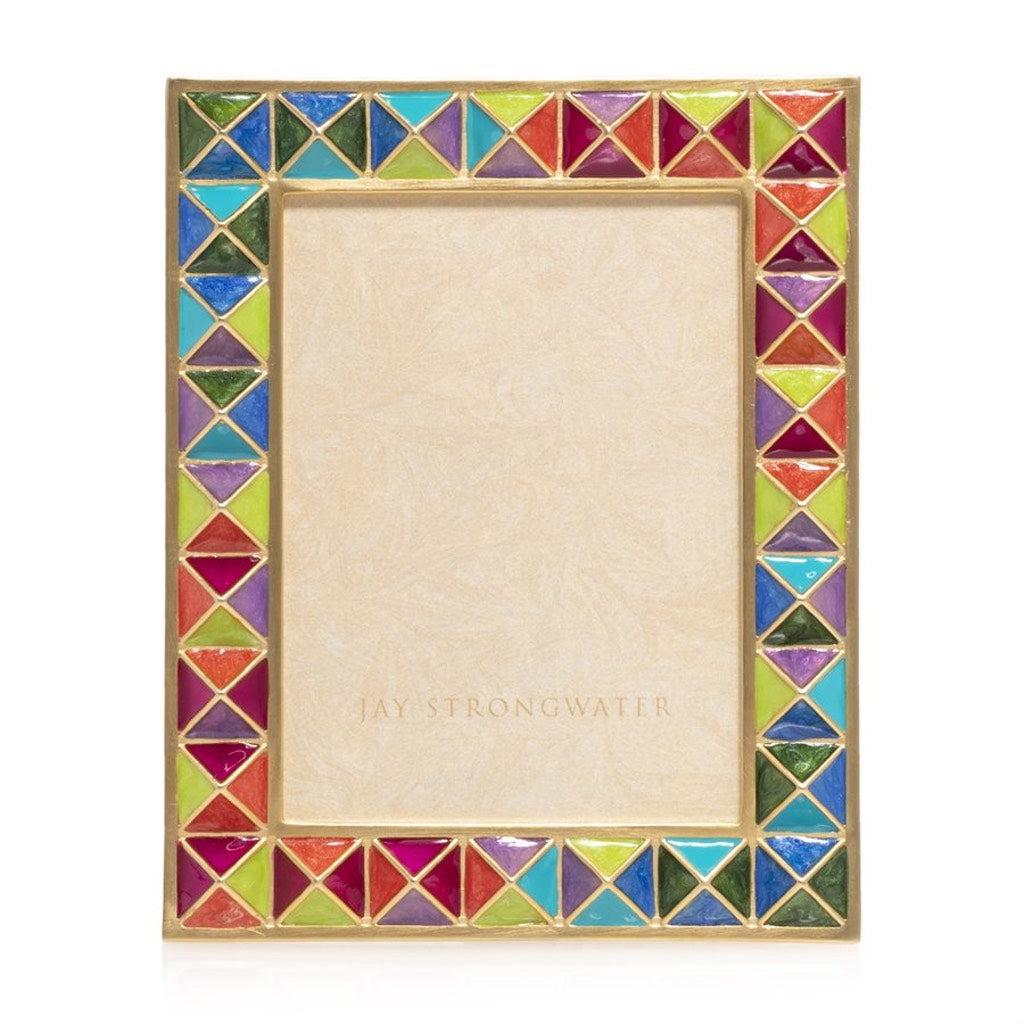 Jay Strongwater Rainbow 3 x 4 Abaculus Pyramid Hand - Enameled 14K Gold Frame