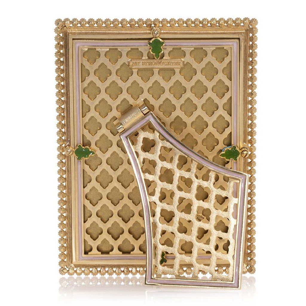 Jay Strongwater 5” x 7 Flora Frame with 14K Gold, Hand - Enameled and Swarovski Crystals