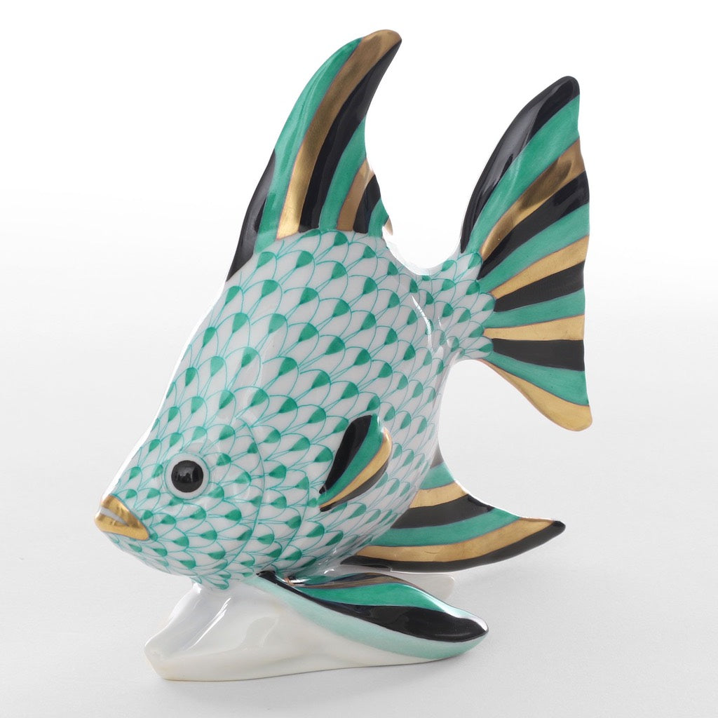 Exquisite Hand - painted Herend Angel Fish Porcelain Figurine for Home Decoration