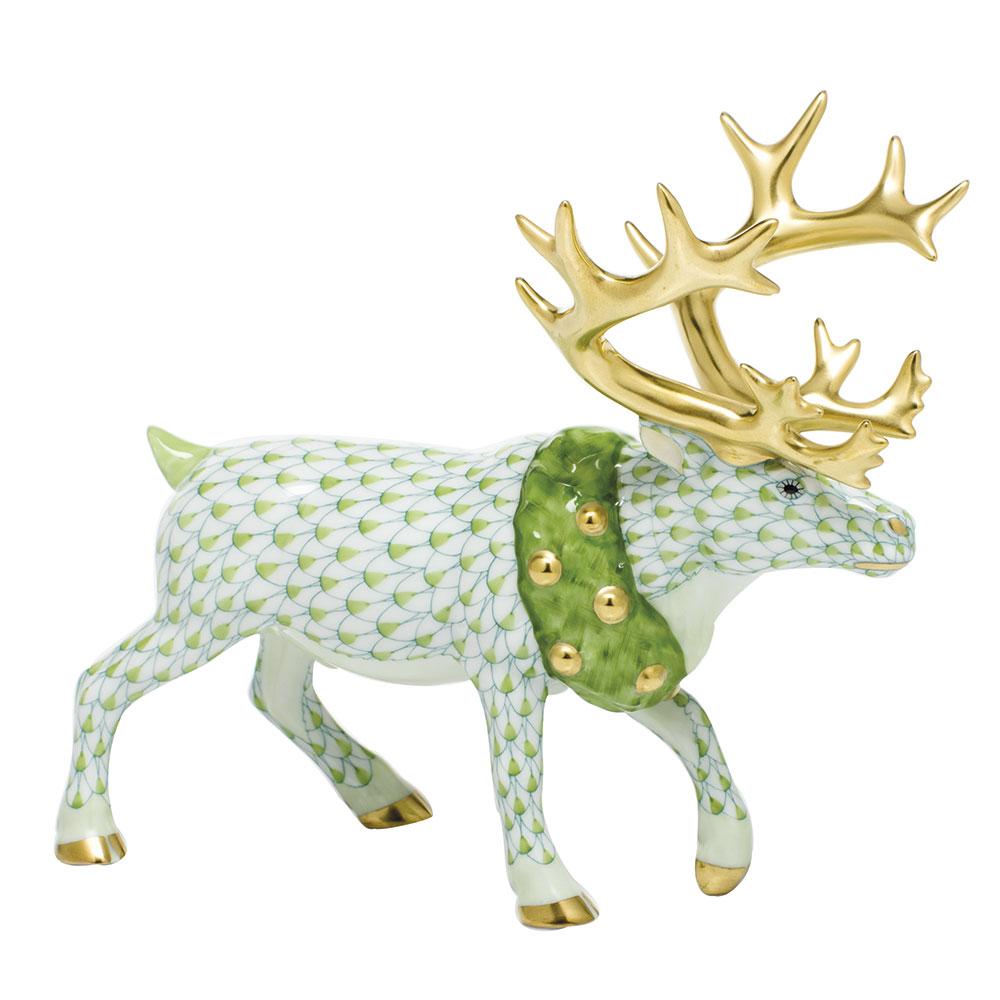 Exquisite Hand - painted Herend Holiday Reindeer Porcelain Figurine