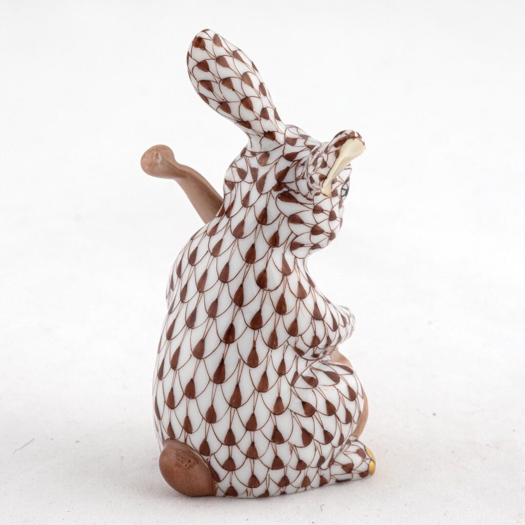 Herend Handmade Porcelain Cello Bunny Figurine for Charming Decor