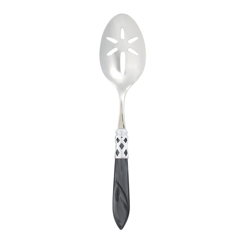 Vietri Aladdin Shiny Chrome 18/10 Stainless Steel Slotted Serving Spoon