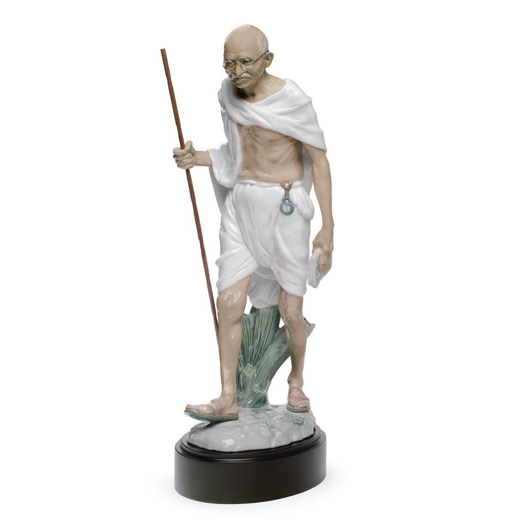 Exquisite Lladro Handmade Porcelain Statue of Mahatma Gandhi