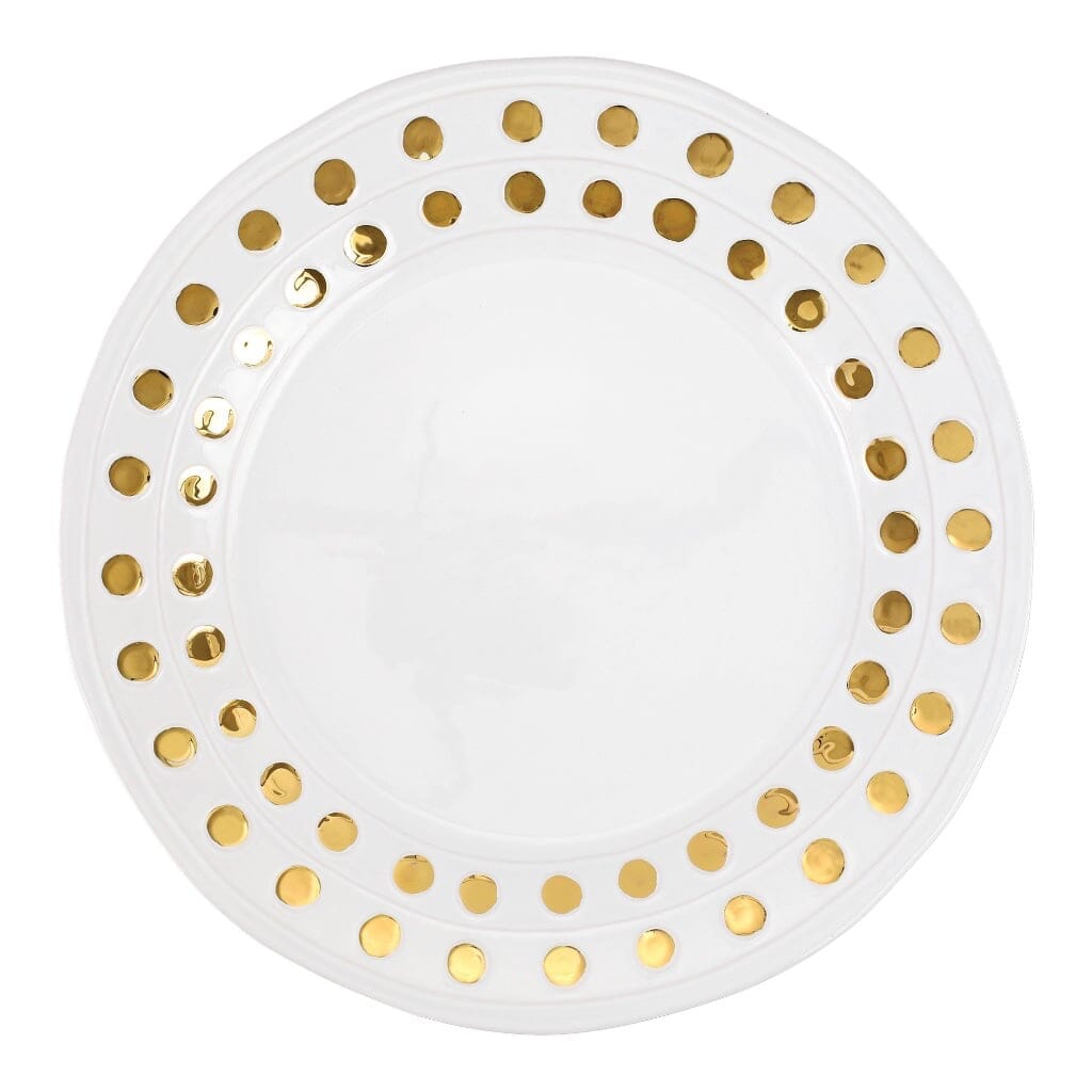 Large-Sized Round Vietri Medici Golden Ceramic Platter for Special Gatherings