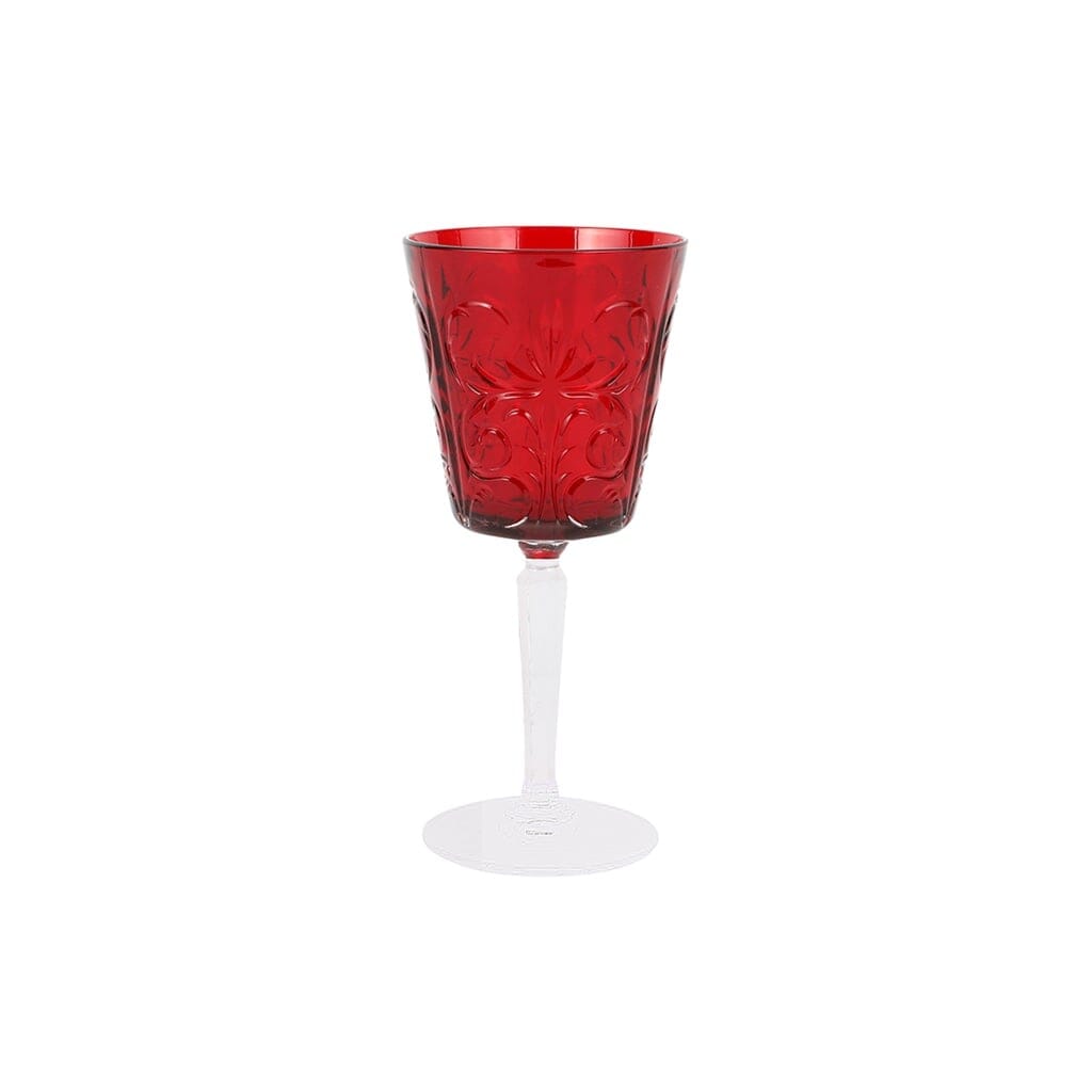 Vietri Handmade Barocco-Style 8 oz Wine Glass with Intricate Etchings