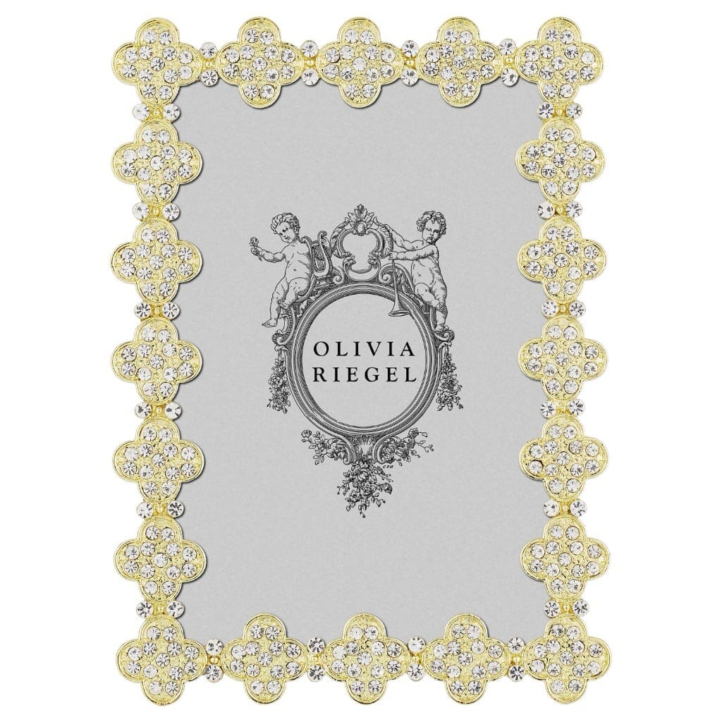 Luxurious Gold Pave Clover 4 x 6 Photo Frame by Olivia Riegel