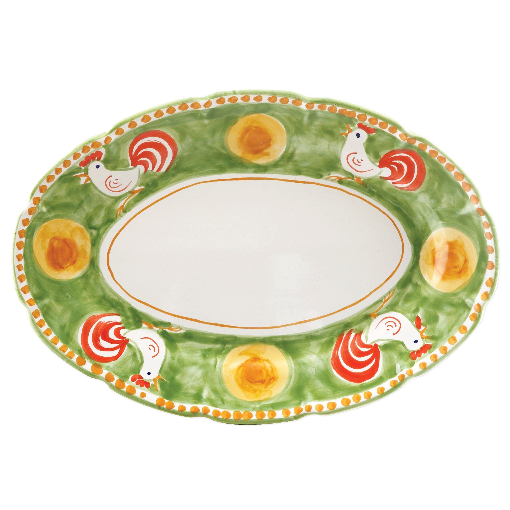 Vietri Campagna Gallina Hand - painted Oval Serving Platter for Dining