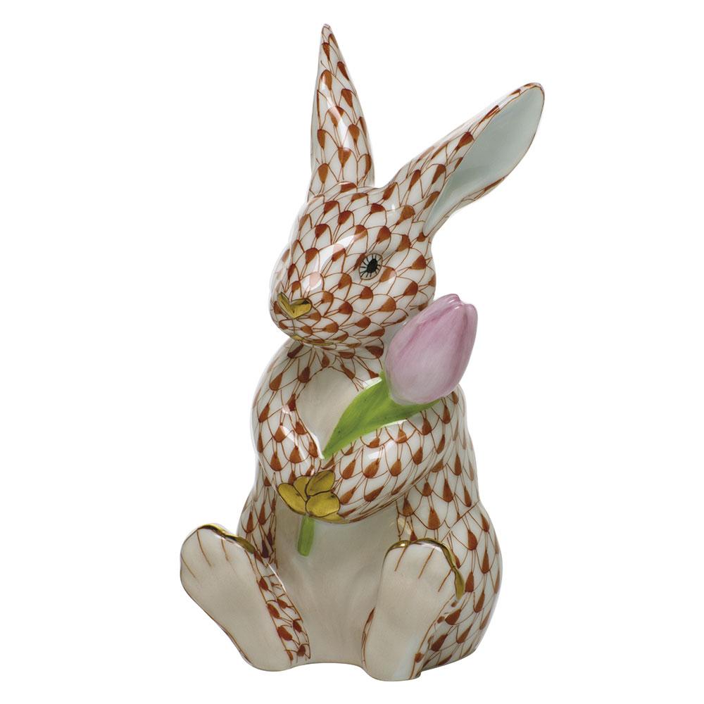 Exquisite Hand - painted Herend Blossom Bunny Porcelain Figurine
