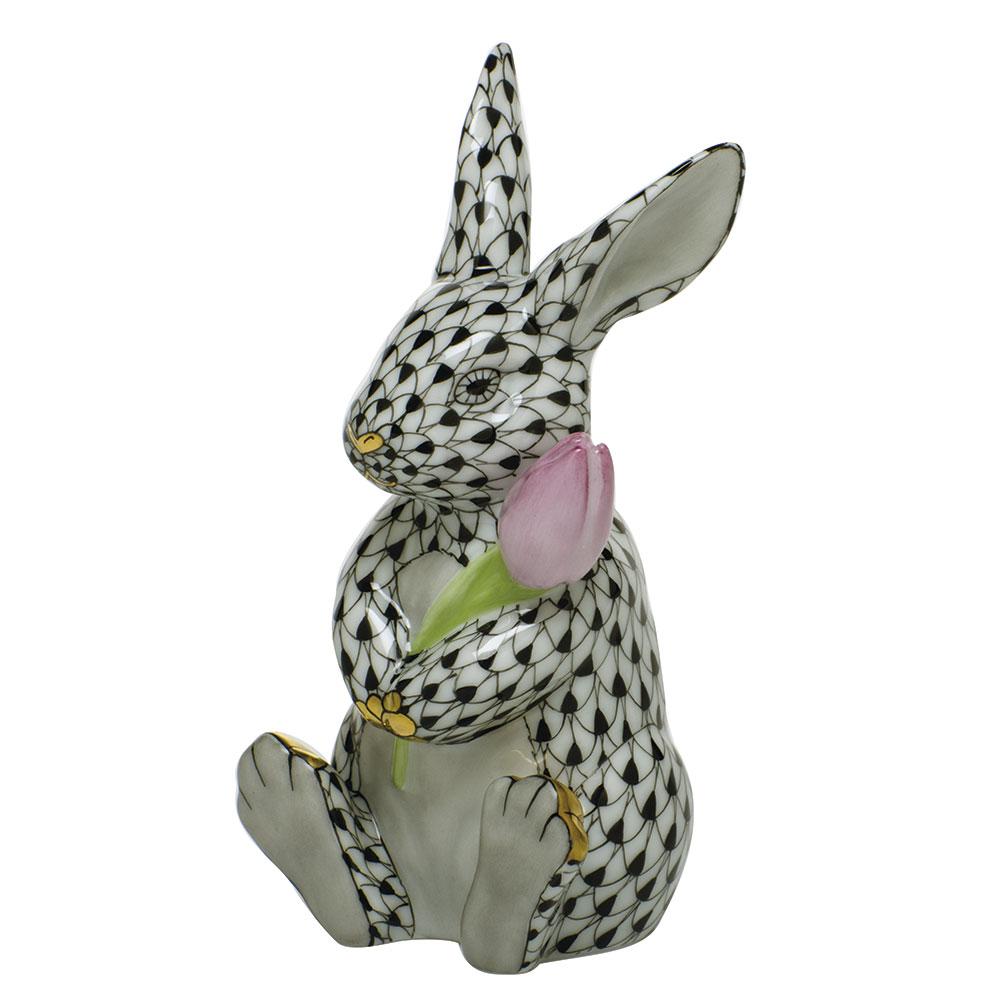 Exquisite Hand - painted Herend Blossom Bunny Porcelain Figurine