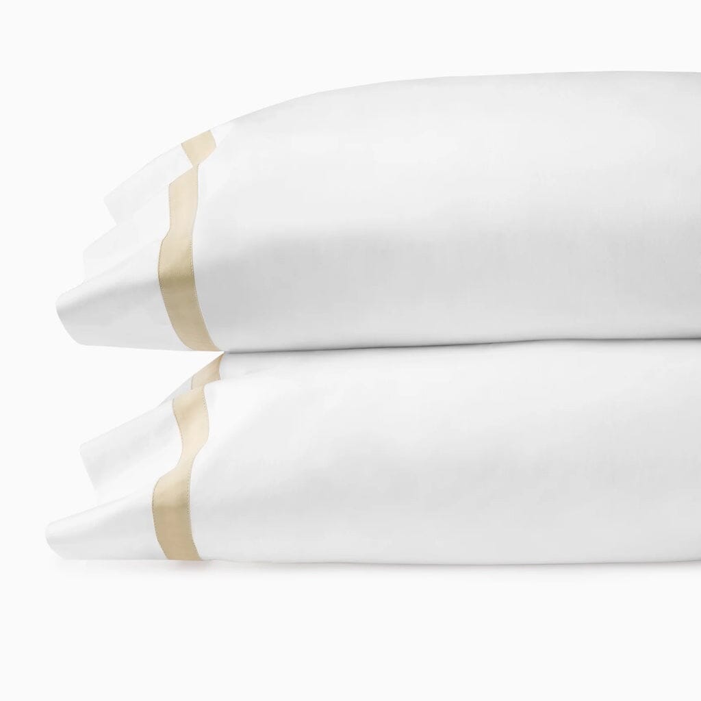 Sferra Estate 22 x 33 Standard Pillowcase Pair in Pristine White with Colorful Sateen Applique