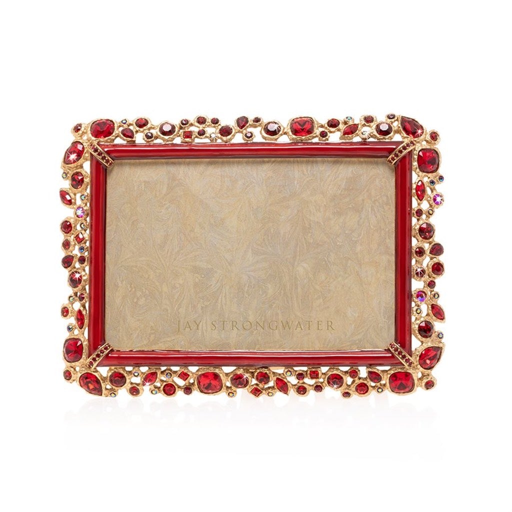 Jay Strongwater Ruby Red Emery Bejeweled 4 x 6 Picture Frame