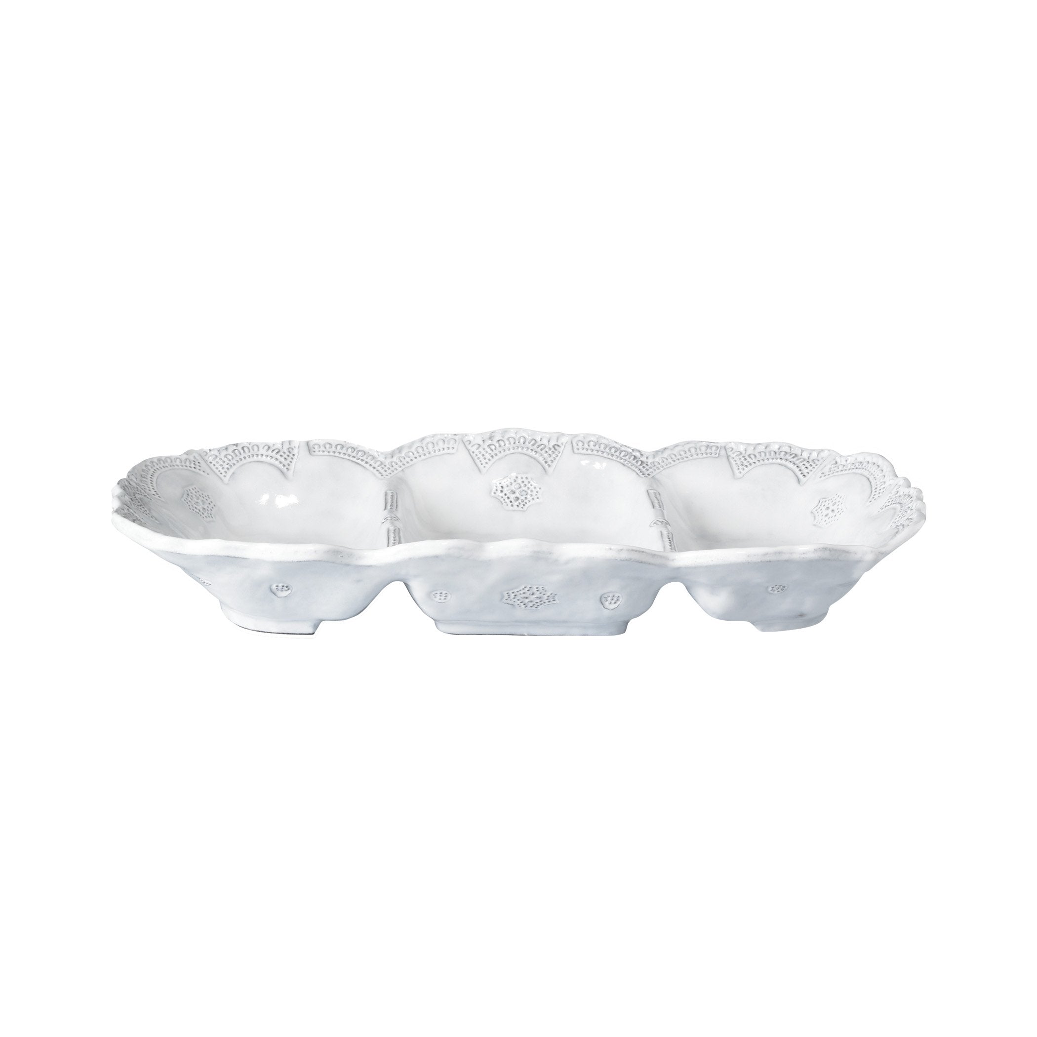 Vietri Medium Three-Part Server with Incanto Lace Design