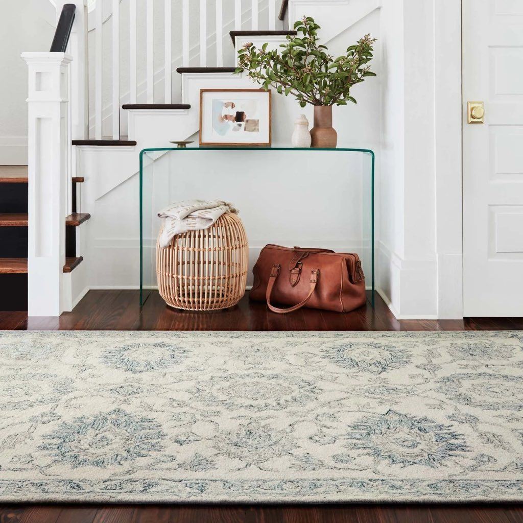 Loloi Norabel NOR 04 Luxury Ivory and Blue Hand - Hooked Area Rug for Modern Homes
