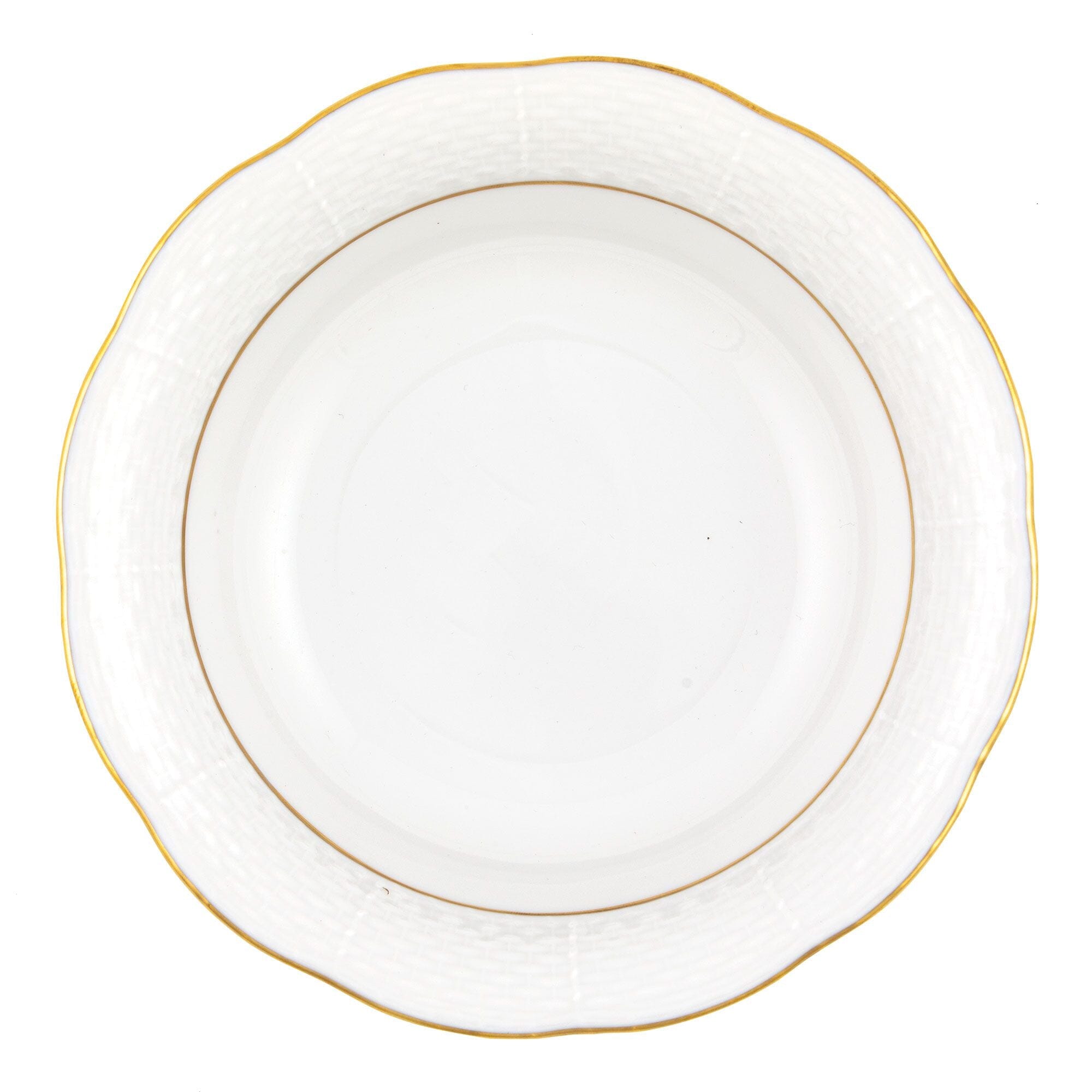 Herend Porcelain Oatmeal Bowl with Exquisite 24K Golden Edge Design