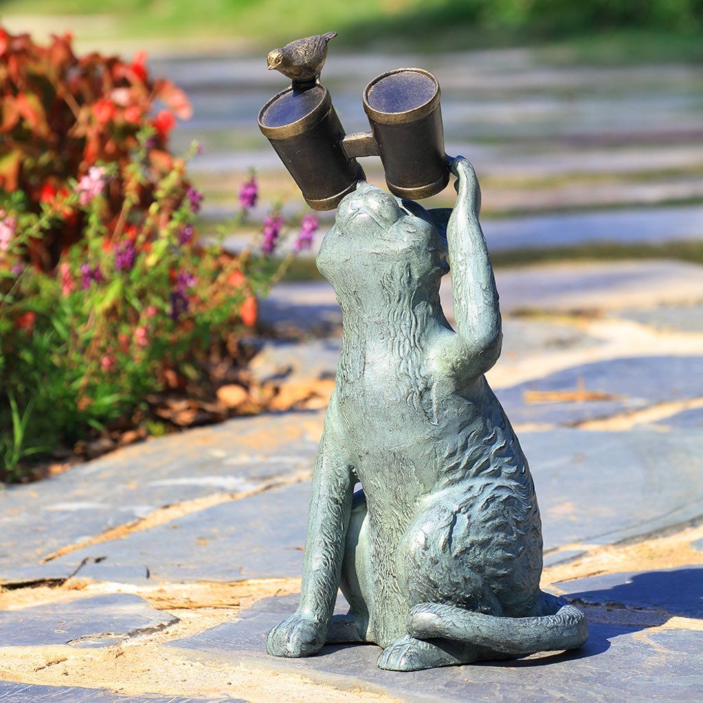 Stunning SPI Aluminum Garden Decorative Observant Cat Sculpture