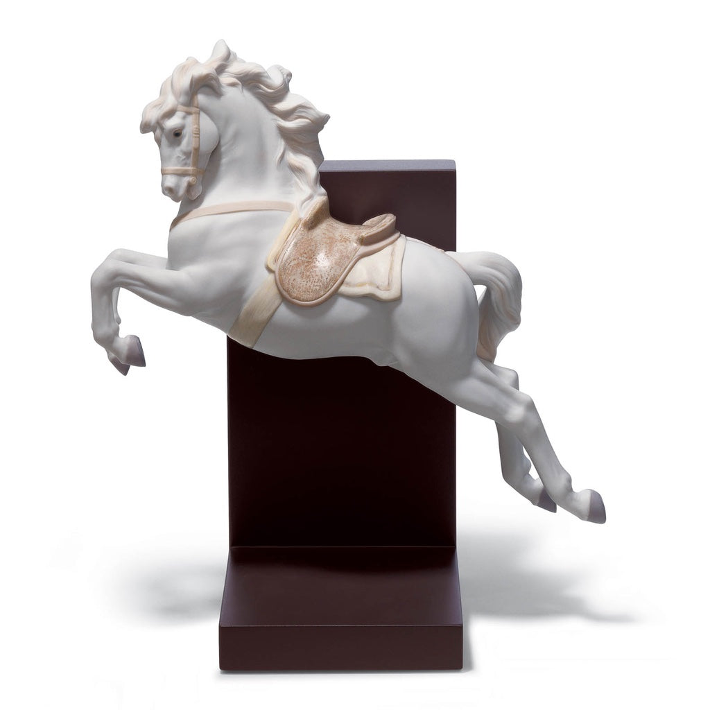 Handmade Spanish Lladro Matte White Porcelain Horse Pirouette Figurine