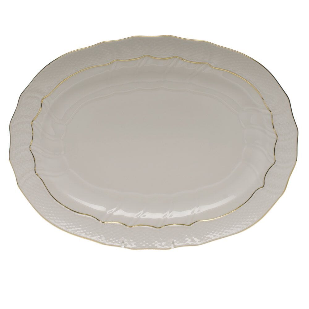 15-Inch Herend Dinnerware Platter with Exquisite Golden Edge Design