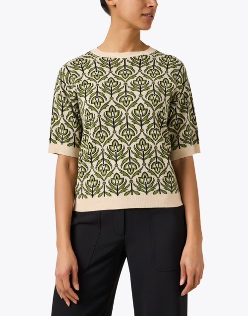 Zufolo Green Floral Patterned Knitted Women's Casual Top from Weekend Max Mara