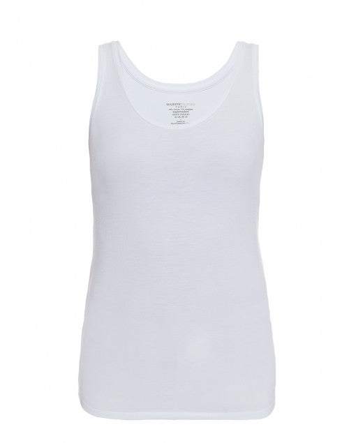 Stretchy White Viscose Sleeveless Tank Top for Layering