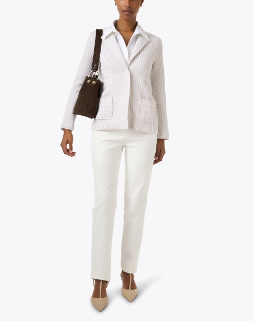 Stylish White Straight - Leg Cotton Trousers by Emporio Armani