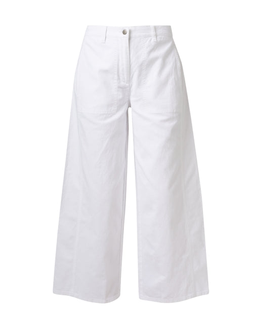 Eileen Fisher Women's White Stretch Wide Leg Ankle-Fit Pants