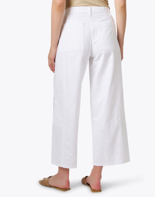 Eileen Fisher Women's White Stretch Wide Leg Ankle-Fit Pants