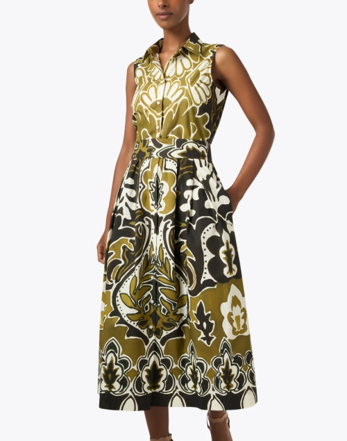 Stylish Zalla Damask Patterned Cotton Women's Shirt Dress