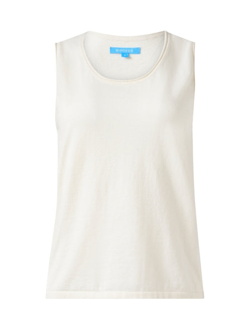 Lightweight White Cotton - Cashmere Blend Sleeveless Tank for Layering