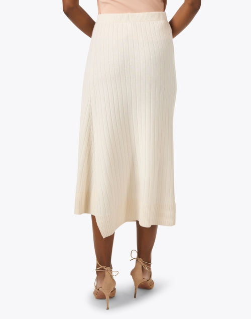 Elegant White Knitted Wool - Cashmere Midi Skirt for Modern Women