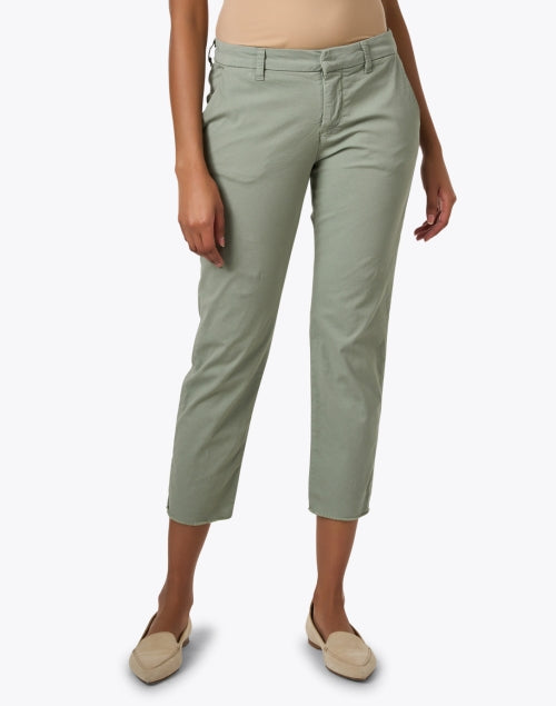 Stylish Wicklow Sage Green Cotton Chino Cropped Pants for All-Day Comfort