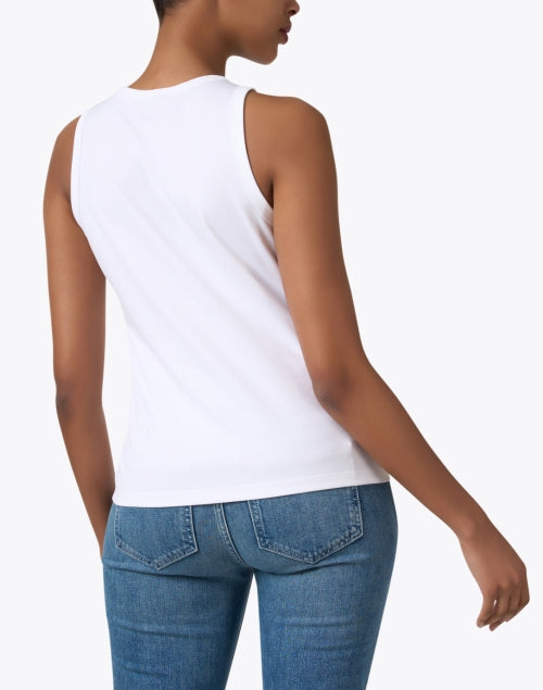 Elegant White Cotton Ribbed Women's Tank Top