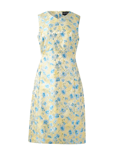 Stylish Yellow and Blue Floral Print Sheath Dress