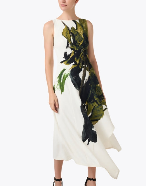Elegant White-Printed Crepe Women's Dress