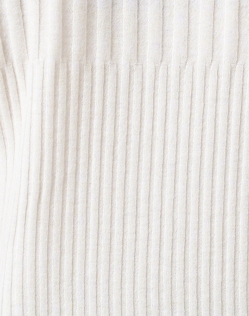 Elegant White Ribbed Wool-Cashmere Blend Knit Sweater