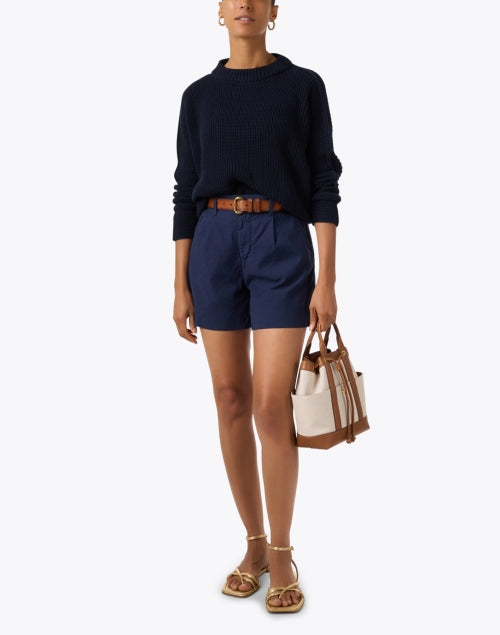 Stylish Breathable Waterford Navy Cotton Blend Shorts